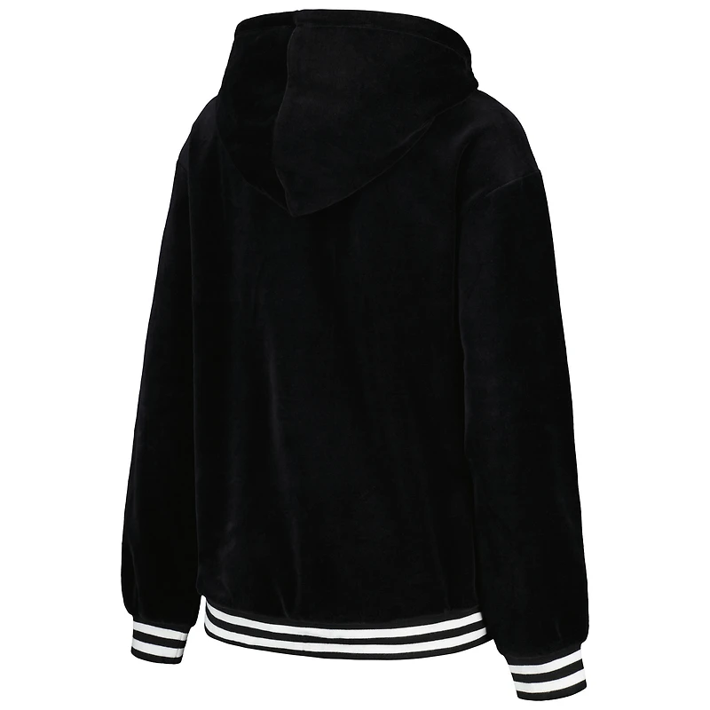Sweat à capuche surdimensionné en velours Lusso noir Golden State Warriors Nellie pour femmes