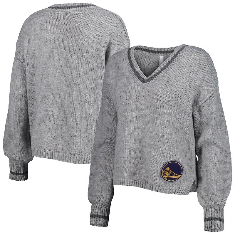 Chandail à encolure en V tri-mélange manches lanterne Golden State Warriors Scarletts gris Lusso pour femme