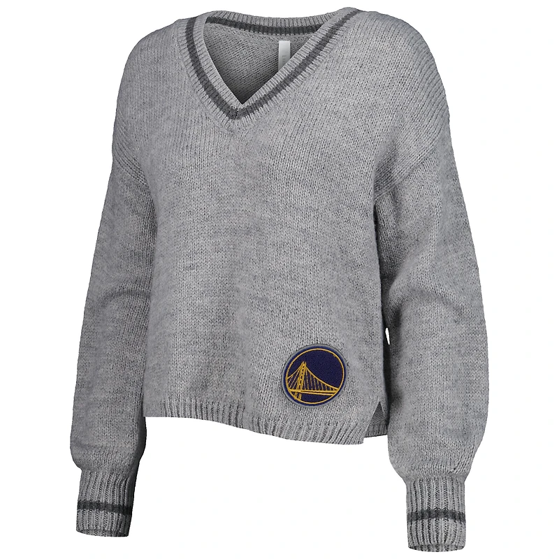 Chandail à encolure en V tri-mélange manches lanterne Golden State Warriors Scarletts gris Lusso pour femme