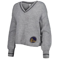 Chandail à encolure en V tri-mélange manches lanterne Golden State Warriors Scarletts gris Lusso pour femme