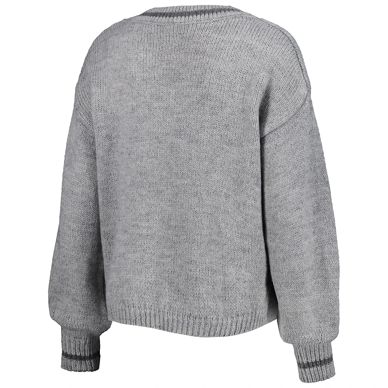 Chandail à encolure en V tri-mélange manches lanterne Golden State Warriors Scarletts gris Lusso pour femme