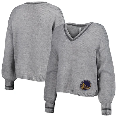 Chandail à encolure en V tri-mélange manches lanterne Golden State Warriors Scarletts gris Lusso pour femme