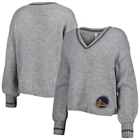 Chandail à encolure en V tri-mélange manches lanterne Golden State Warriors Scarletts gris Lusso pour femme