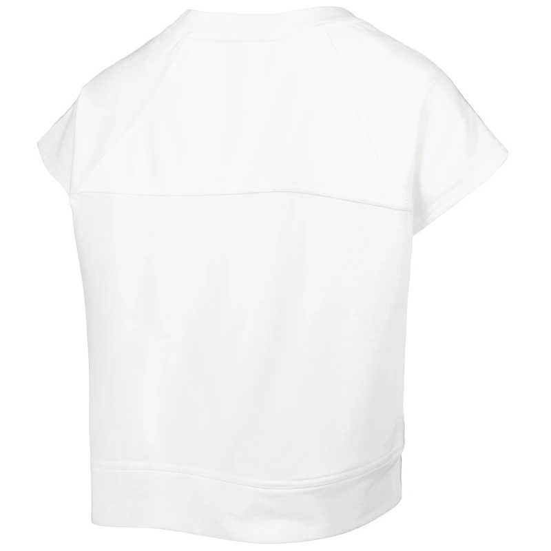 Sweat-shirt court à manches courtes en trois mélanges Margot Golden State Warriors Lusso White pour femme
