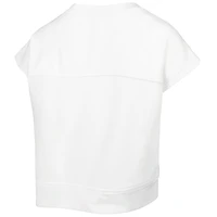 Sweat-shirt court à manches courtes en trois mélanges Margot Golden State Warriors Lusso White pour femme