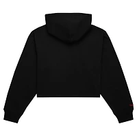 Women's Mitchell & Ness Black Golden State Warriors Hardwood Classics Cropped Pullover Hoodie