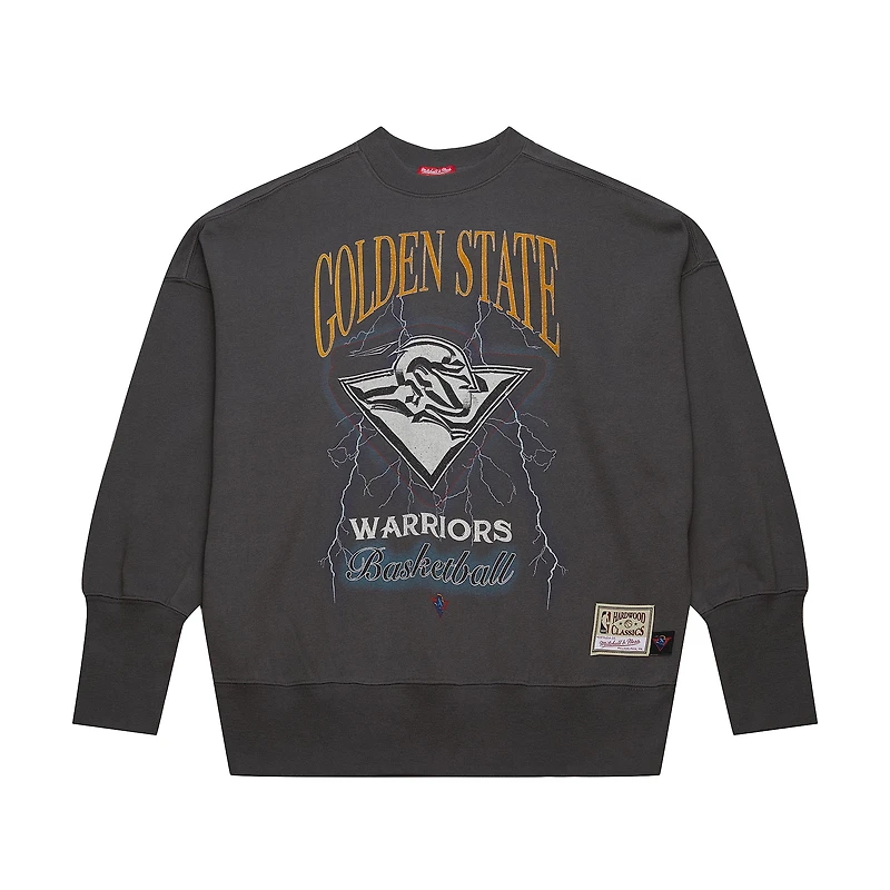 Sweat-shirt léger noir pour femme Mitchell & Ness Golden State Warriors Hardwood Classics