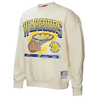 Women's Mitchell & Ness Cream Golden State Warriors Brush Bucket Pullover Sweatshirt