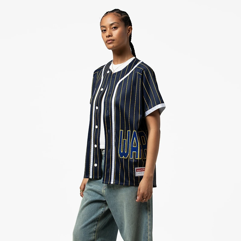Women's Mitchell & Ness x DANNIJO  Blue Golden State Warriors Fashion Baseball Jersey
