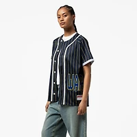 Women's Mitchell & Ness x DANNIJO  Blue Golden State Warriors Fashion Baseball Jersey