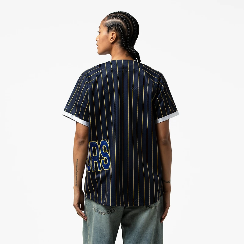 Women's Mitchell & Ness x DANNIJO  Blue Golden State Warriors Fashion Baseball Jersey