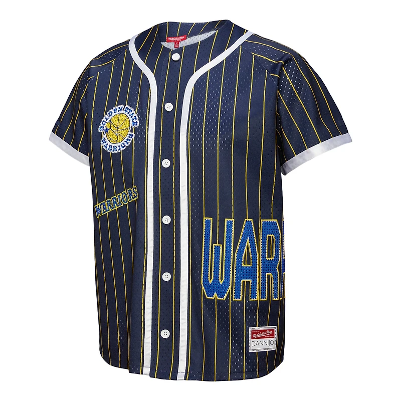 Women's Mitchell & Ness x DANNIJO  Blue Golden State Warriors Fashion Baseball Jersey