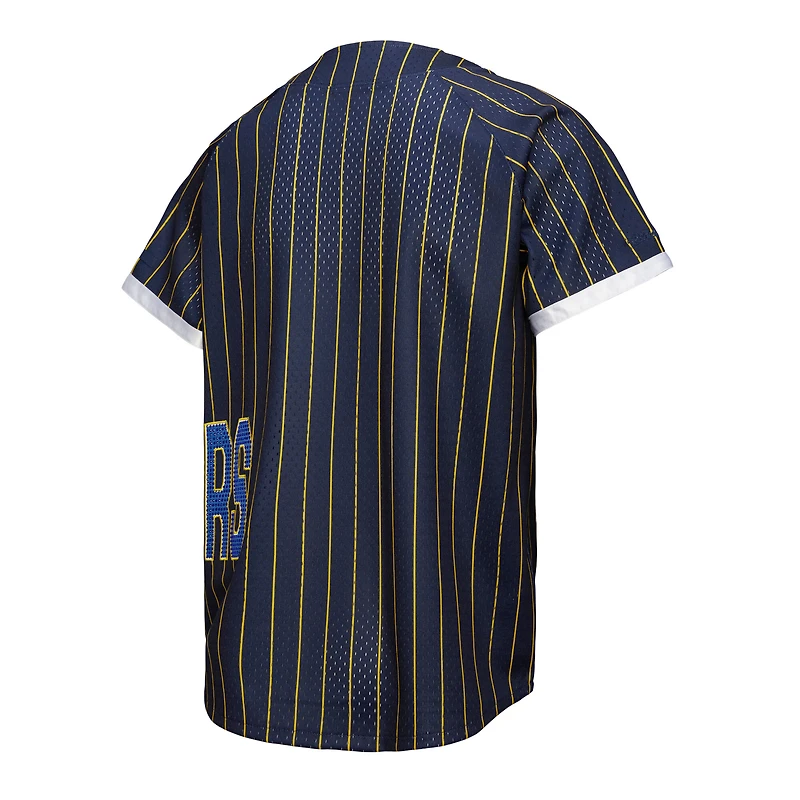 Women's Mitchell & Ness x DANNIJO  Blue Golden State Warriors Fashion Baseball Jersey