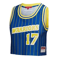 Women's Mitchell & Ness x DANNIJO Chris Mullin Royal Golden State Warriors Fashion Cropped Basketball Jersey