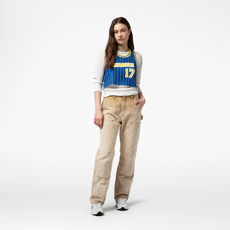 Women's Mitchell & Ness x DANNIJO Chris Mullin Royal Golden State Warriors Fashion Cropped Basketball Jersey