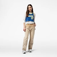 Women's Mitchell & Ness x DANNIJO Chris Mullin Royal Golden State Warriors Fashion Cropped Basketball Jersey