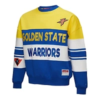 Women's Mitchell & Ness x DANNIJO  Gold/Royal Golden State Warriors Blocked Pullover Sweatshirt