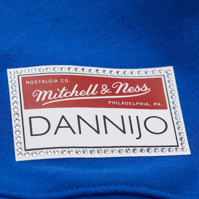Women's Mitchell & Ness x DANNIJO  Gold/Royal Golden State Warriors Blocked Pullover Sweatshirt