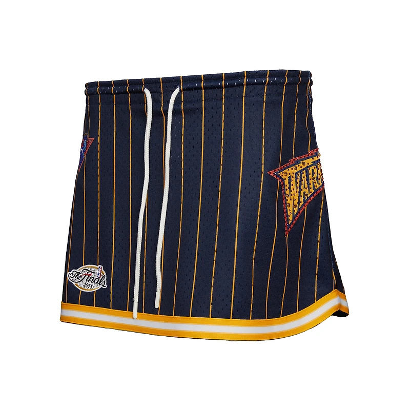 Jupe micro bleu marine pour femme Mitchell & Ness x DANNIJO des Golden State Warriors