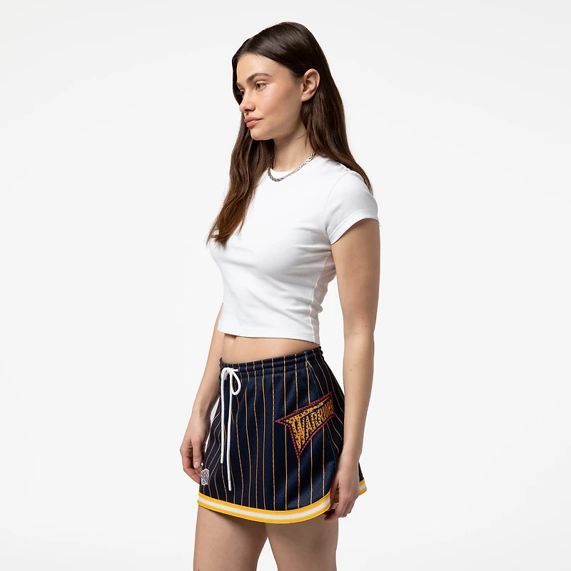 Jupe micro bleu marine pour femme Mitchell & Ness x DANNIJO des Golden State Warriors