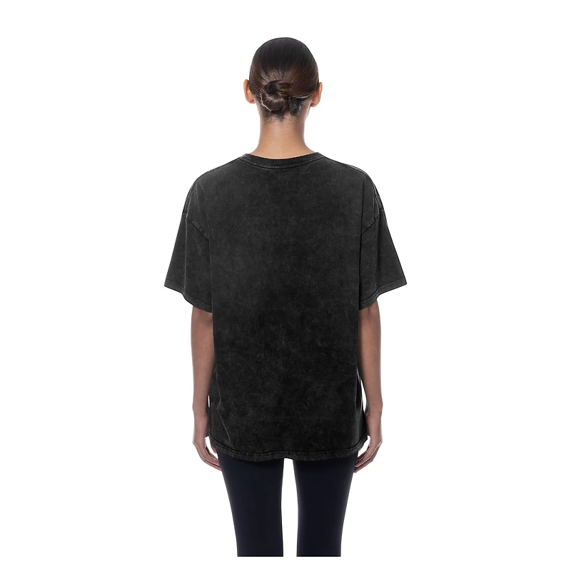 Women's New Era  Black Golden State Warriors Throwback Mineral Wash Oversized T-Shirt