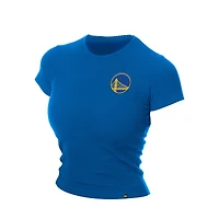 Women's New Era  Blue Golden State Warriors Leisure Collection Baby Doll Cropped T-Shirt