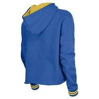 Sweat à capuche manches longues New Era Royal Golden State Warriors Boxy Raw Edge pour femme