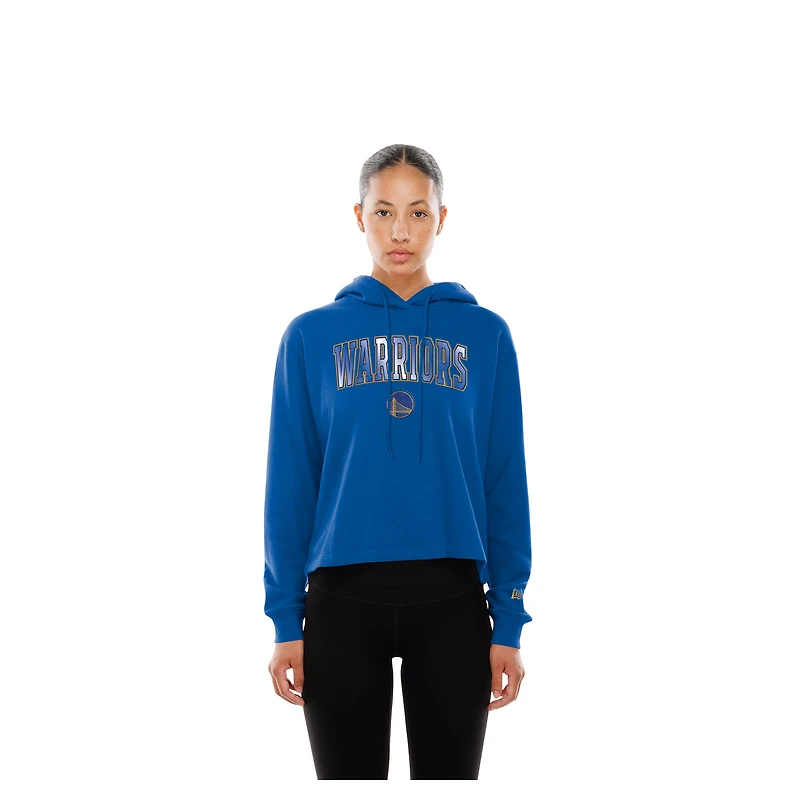 Sweat à capuche ouvert dos New Era Royal Golden State Warriors Glam Game pour femme