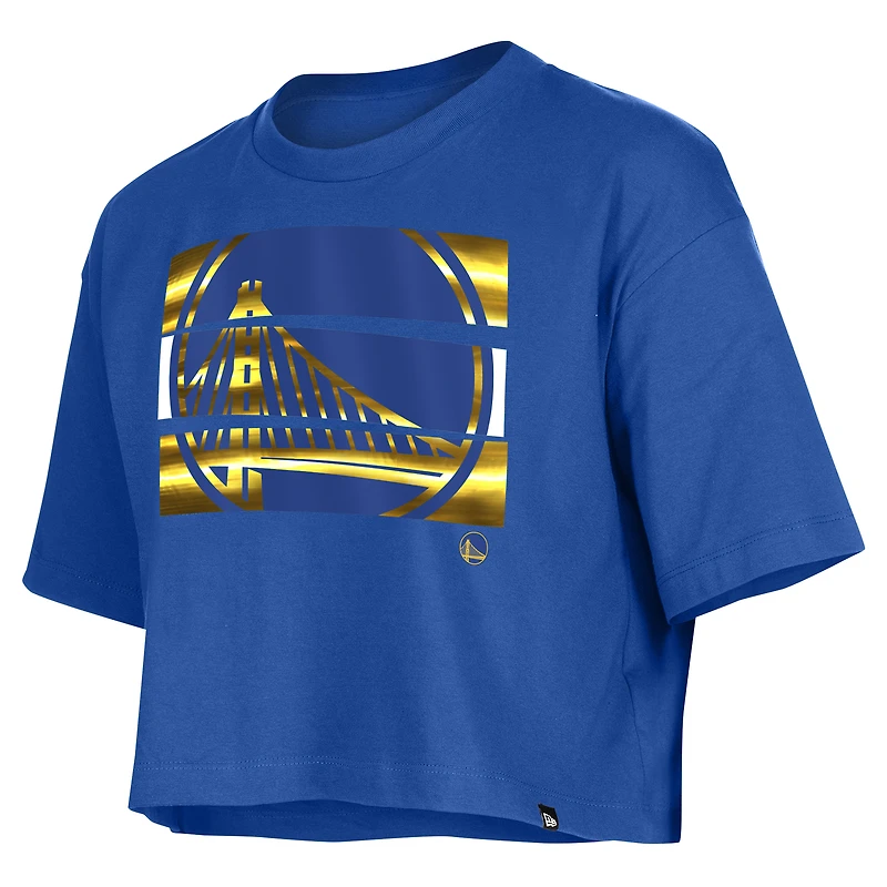 T-shirt court oversize à manches courtes Golden State Warriors Royal New Era pour femme