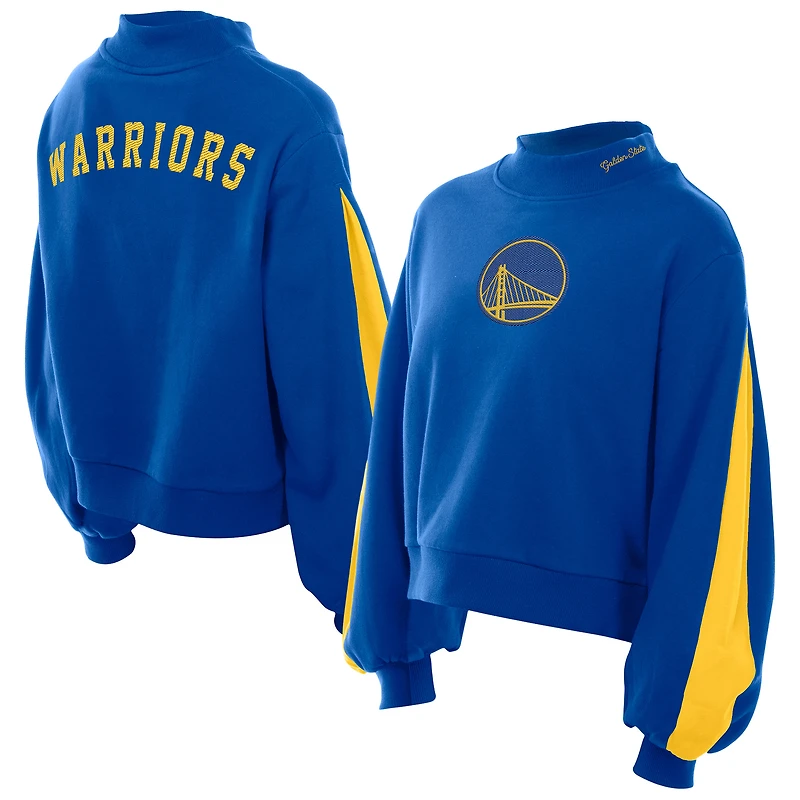 Sweat-shirt à manches ballon New Era Royal Golden State Warriors Sport Night pour femme