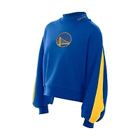 Sweat-shirt à manches ballon New Era Royal Golden State Warriors Sport Night pour femme