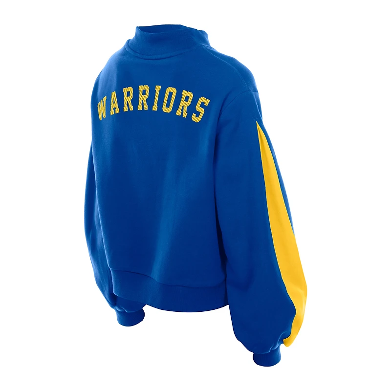 Sweat-shirt à manches ballon New Era Royal Golden State Warriors Sport Night pour femme