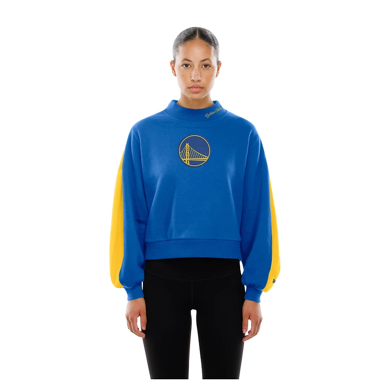Sweat-shirt à manches ballon New Era Royal Golden State Warriors Sport Night pour femme
