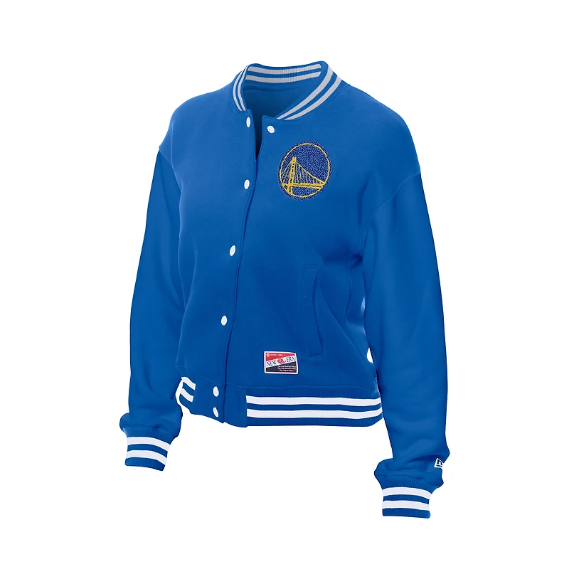 Veste à boutons-pression rétro New Era Royal Golden State Warriors pour femme