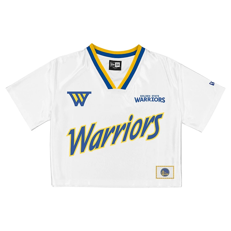 Women's New Era White Golden State Warriors Sport Classics Capsule Boxy Cropped Fashion Jersey