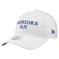 Casquette ajustable New Era blanche pour femme, modèle 9TWENTY, pour supporter des Golden State Warriors