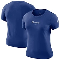 Women's Nike Royal Golden State Warriors Courtside Modest Cropped Tri-Blend T-Shirt