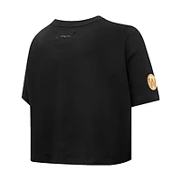 Women's Pro Standard Black Golden State Warriors Holiday Glam Boxy T-Shirt