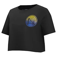 Women's Pro Standard Black Golden State Warriors Jewels Boxy Cropped T-Shirt