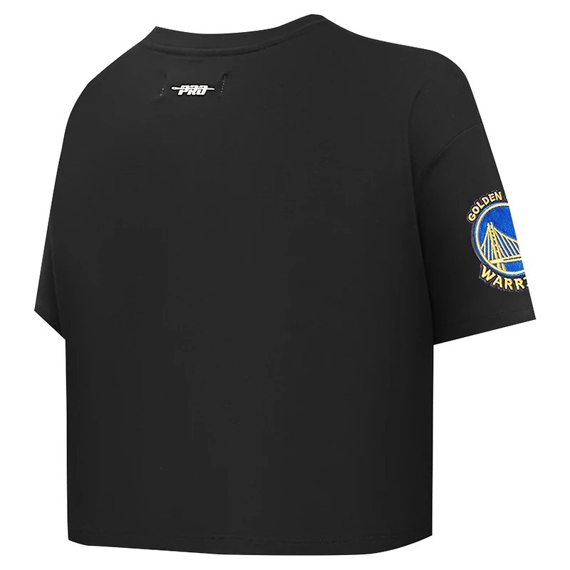 Women's Pro Standard Black Golden State Warriors Jewels Boxy Cropped T-Shirt