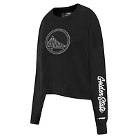Women's Pro Standard Black Golden State Warriors Paint The City Cropped Pullover Sweatshirt