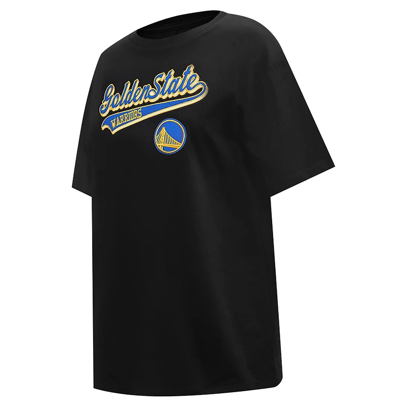 T-shirt petit ami Pro Standard noir Golden State Warriors Script pour femmes