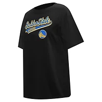 T-shirt petit ami Pro Standard noir Golden State Warriors Script pour femmes