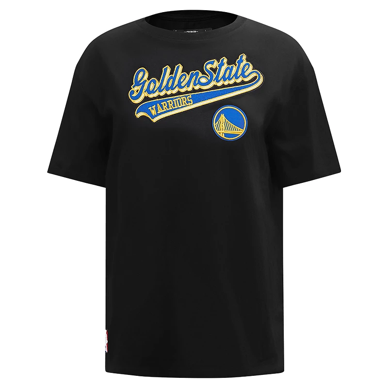 T-shirt petit ami Pro Standard noir Golden State Warriors Script pour femmes