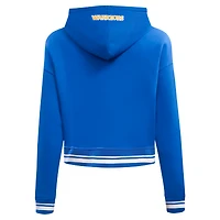 Women's Pro Standard Royal Golden State Warriors Script Tail Cropped Pullover Hoodie