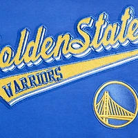 Women's Pro Standard Royal Golden State Warriors Script Tail Cropped Pullover Hoodie