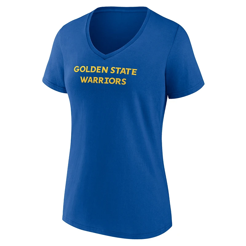 T-shirt col V femme avec logo de l'équipe des Royal Golden State Warriors