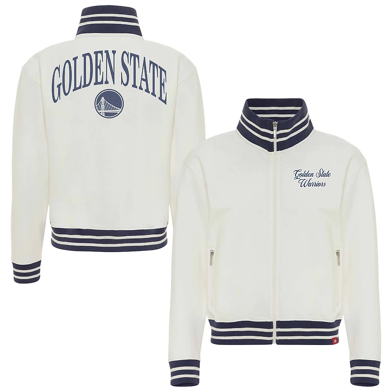 Women's Sportiqe  Cream Golden State Warriors Athletic Club Collection Sutton French Terry Full-Zip Jacket