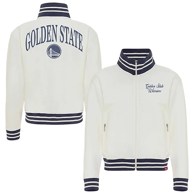 Veste zippée intégrale en molleton français crème de la collection Sportiqe Golden State Warriors Athletic Club pour femme