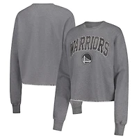 Sweat-shirt court Kacey de la collection Varsity des Golden State Warriors pour femme, gris chiné, Sportiqe